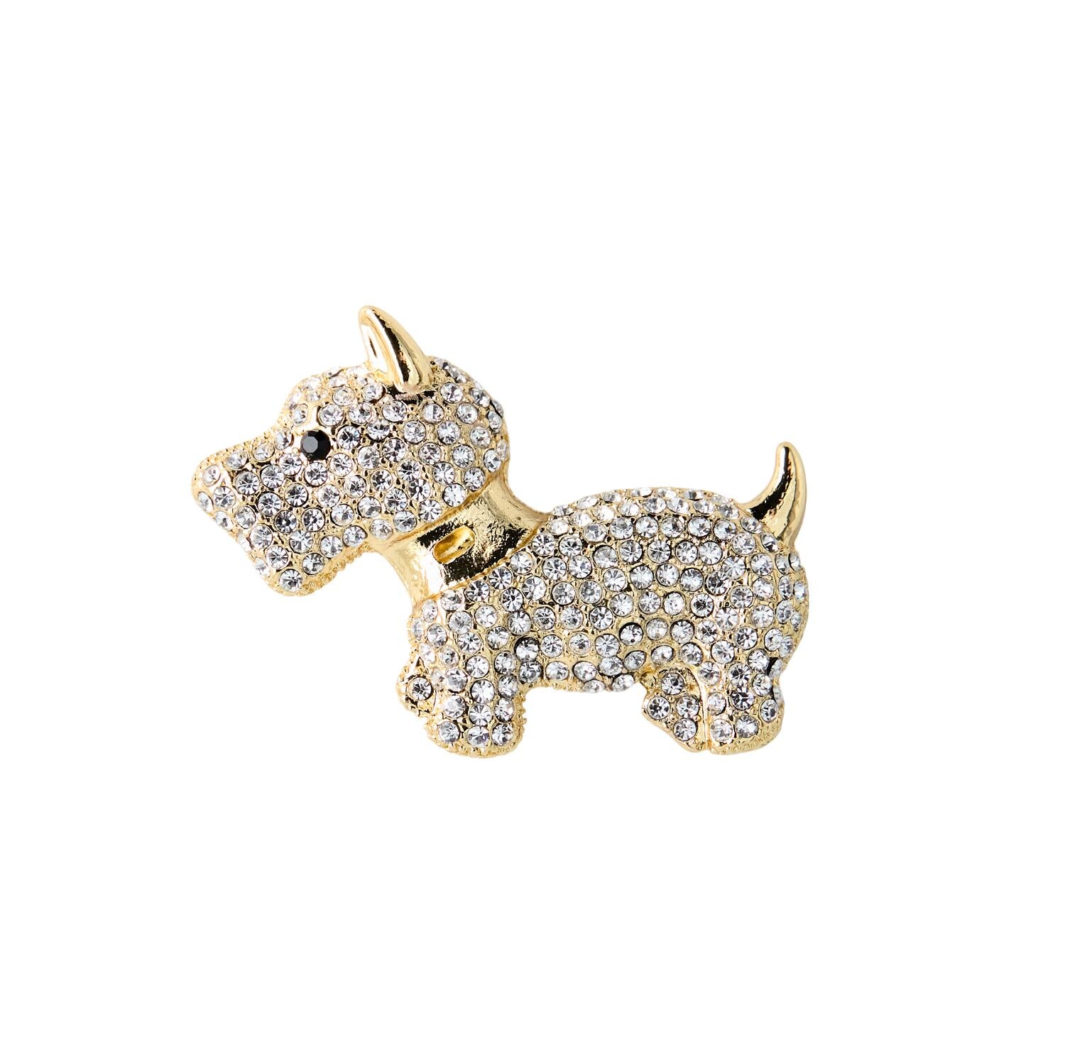 Hund broche - forgyldt